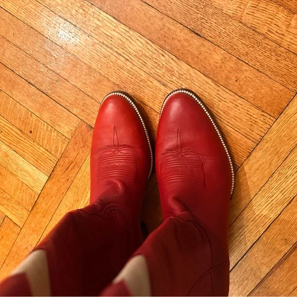 Authentic City Boots cowboy heart custom red western boots size 9.5 lucchese - Picture 7 of 9